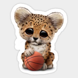 Leopard Cub Playing With Basketball Sticker